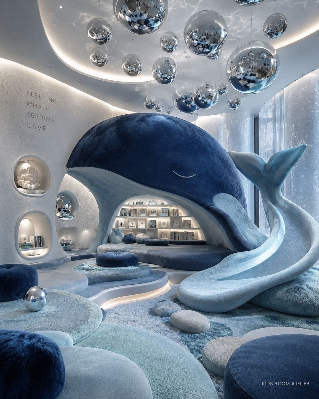 Sala della balena con tana di lettura